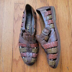 Zengara Brazil Braided Woven Leather 8.5D Sandals Vintage Fisherman Boho Strappy